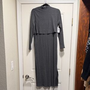 Old Navy Charcoal Long Sleeve Maternity/Nursing Dress